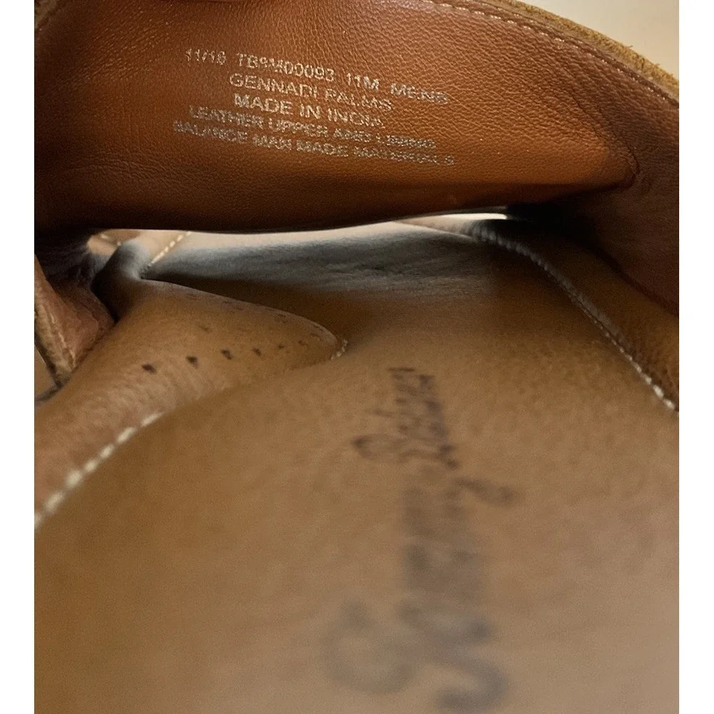 Tommy Bahama‎ Gennadi Palms Slide Sandals Men's Sz 11 Brown Textured Leather